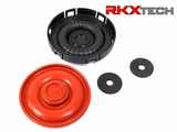 Underside of the RKX-PCV-026 cap with orange PCV diaphragm and two seals, replacing Land Rover LR166809