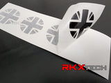 RKX Union Jack Flag Center cap decals with transfer tape for British cars  like  Jaguar Land Rover Aston Martin